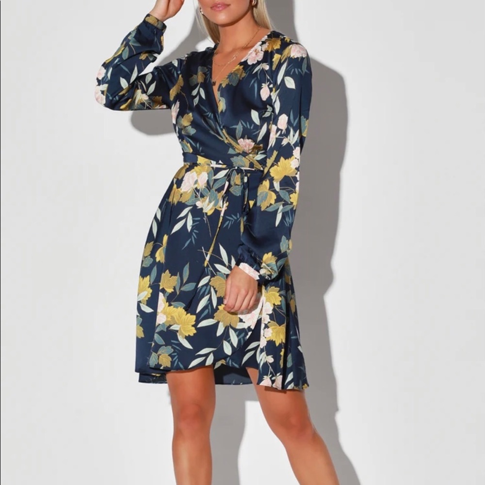 LULU’s Navy Blue Floral Dress